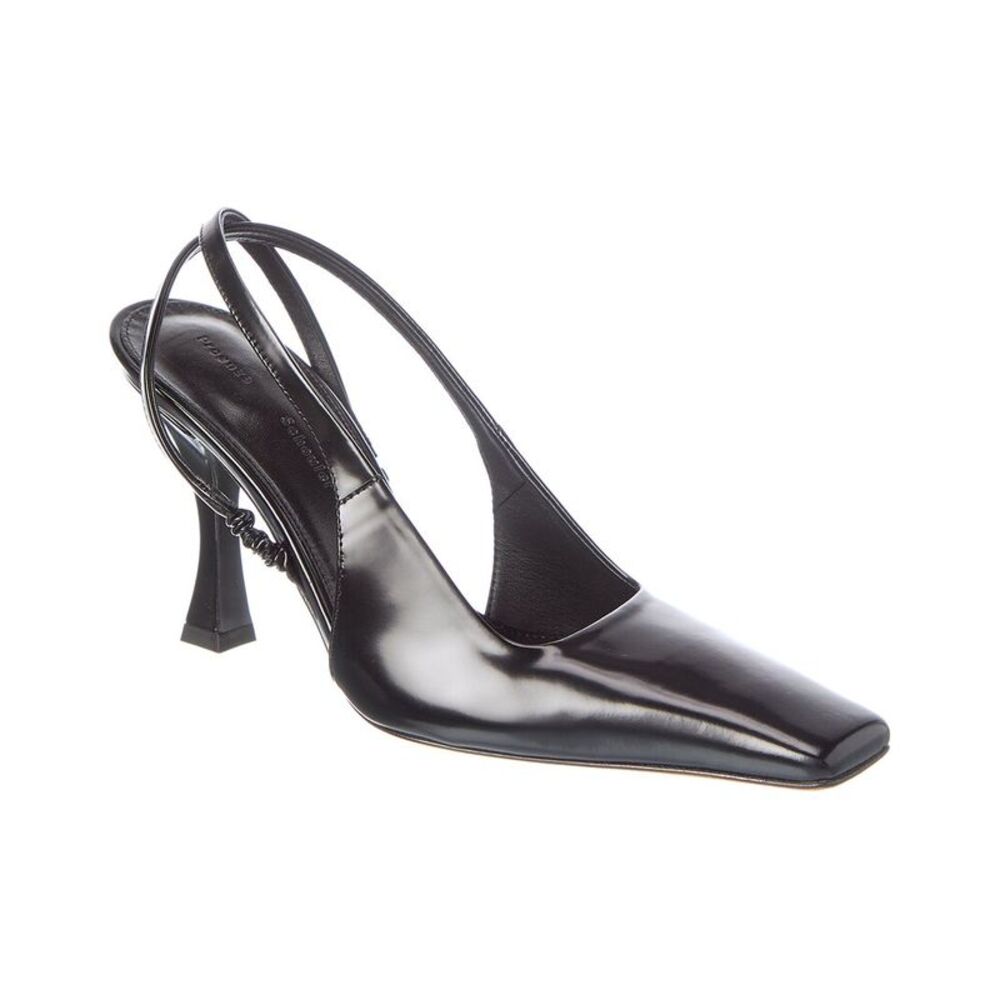 Proenza Schouler Cross Leather Slingback Pump, Black